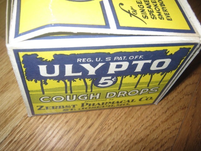 ULYPTO Cough Drops Zerbst St Joseph MO Advertising Store Display Original Box