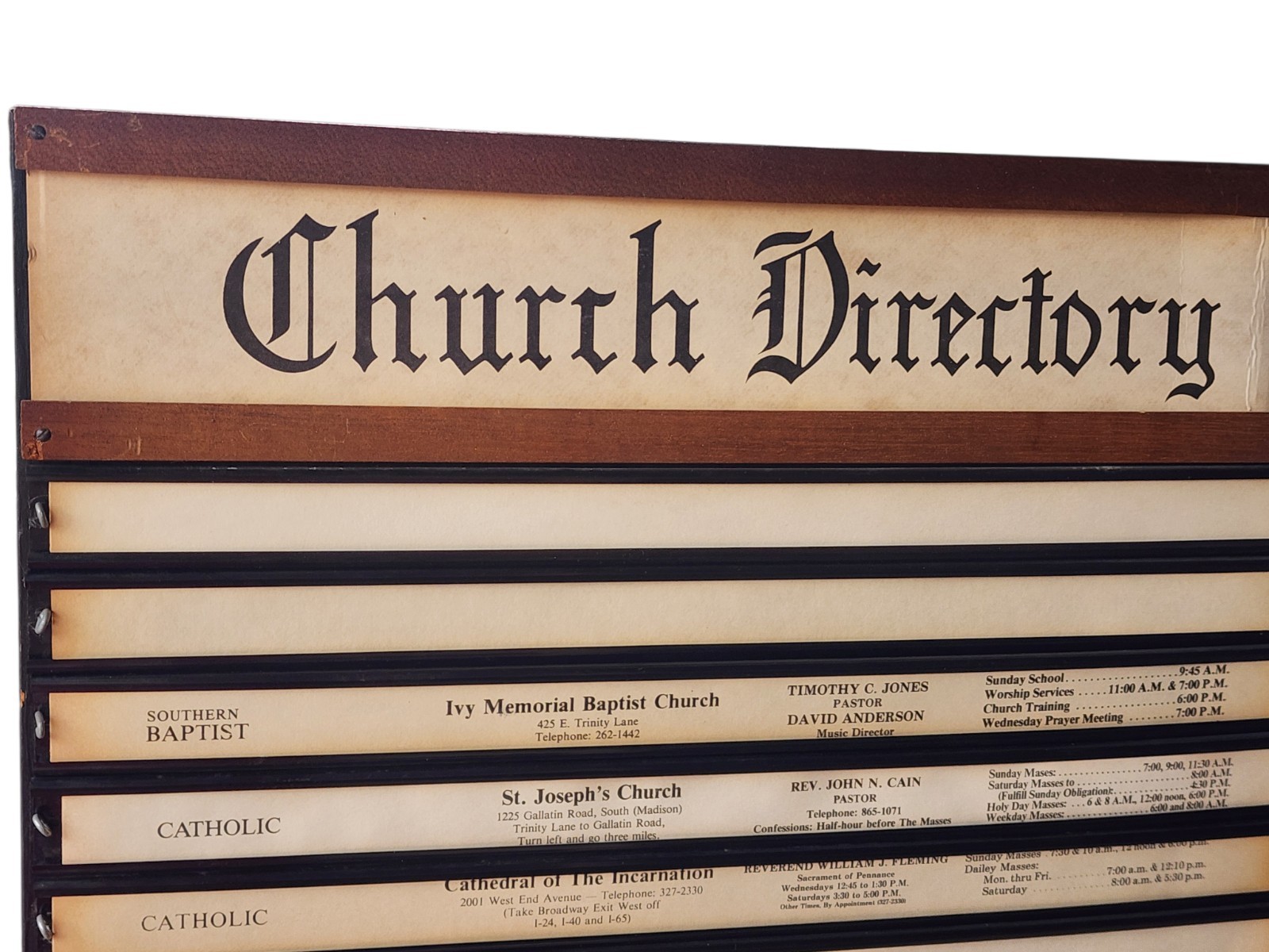 Unique Nashville Wood Wall Display Cabinet Case Glass Door Church Directory Vint