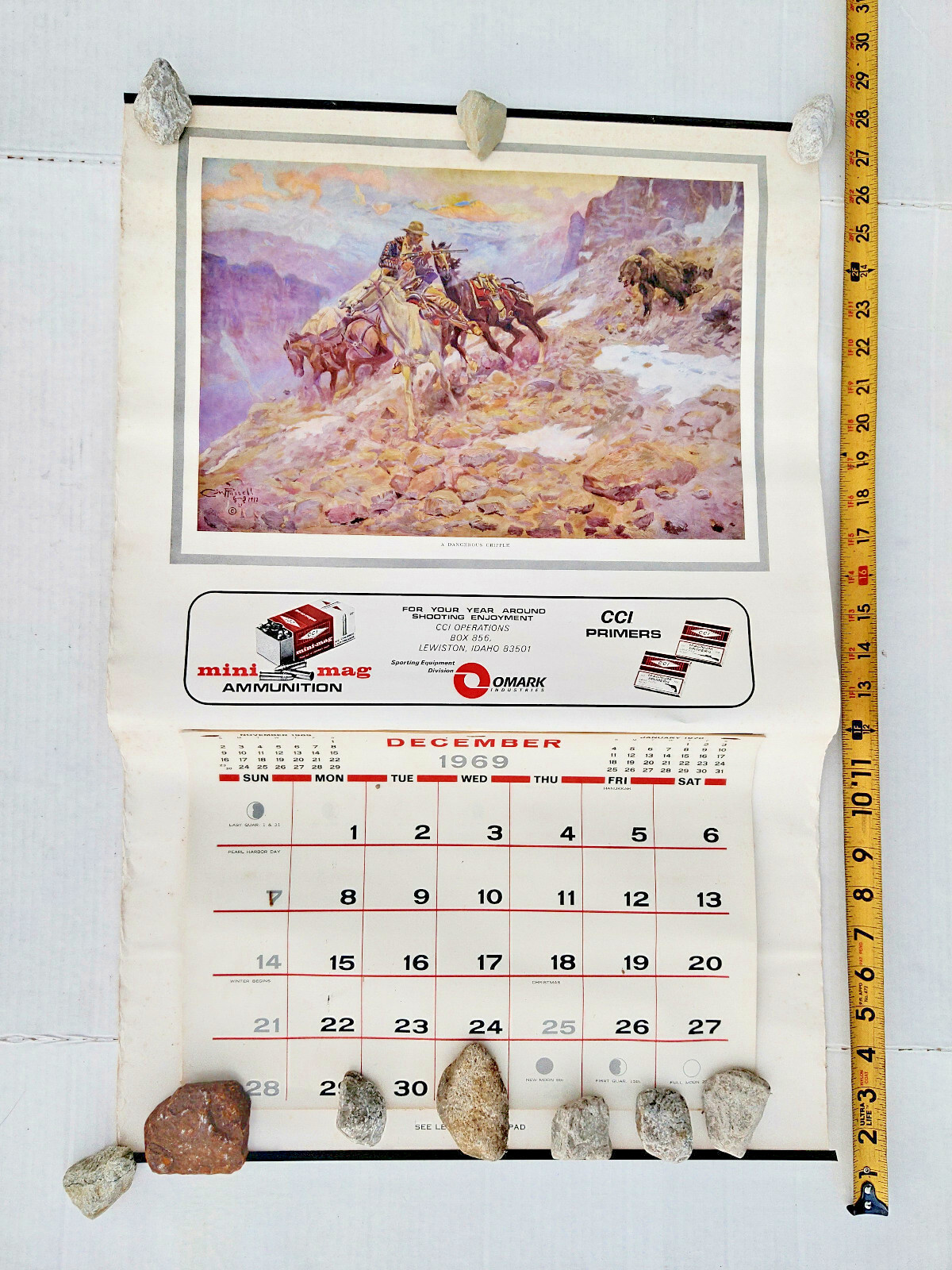 A Dangerous Cripple Omark Ind CCI Primers Gun Store Display Calendar (1969-1970)
