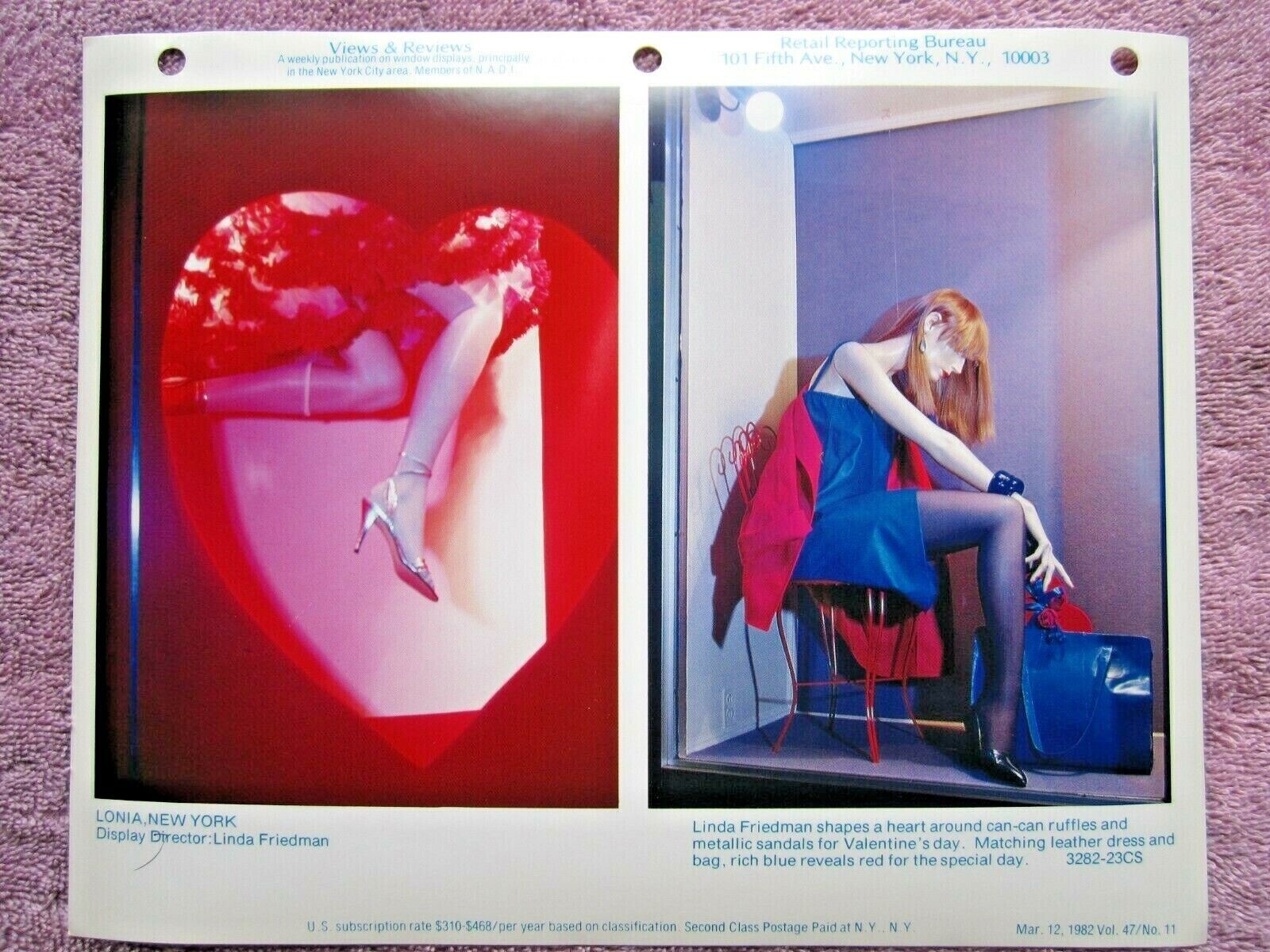 1982 LONIA, NEW YORK STORE WINDOW DISPLAY VALENTINES DAY PHOTOGRAPH PRINT #440