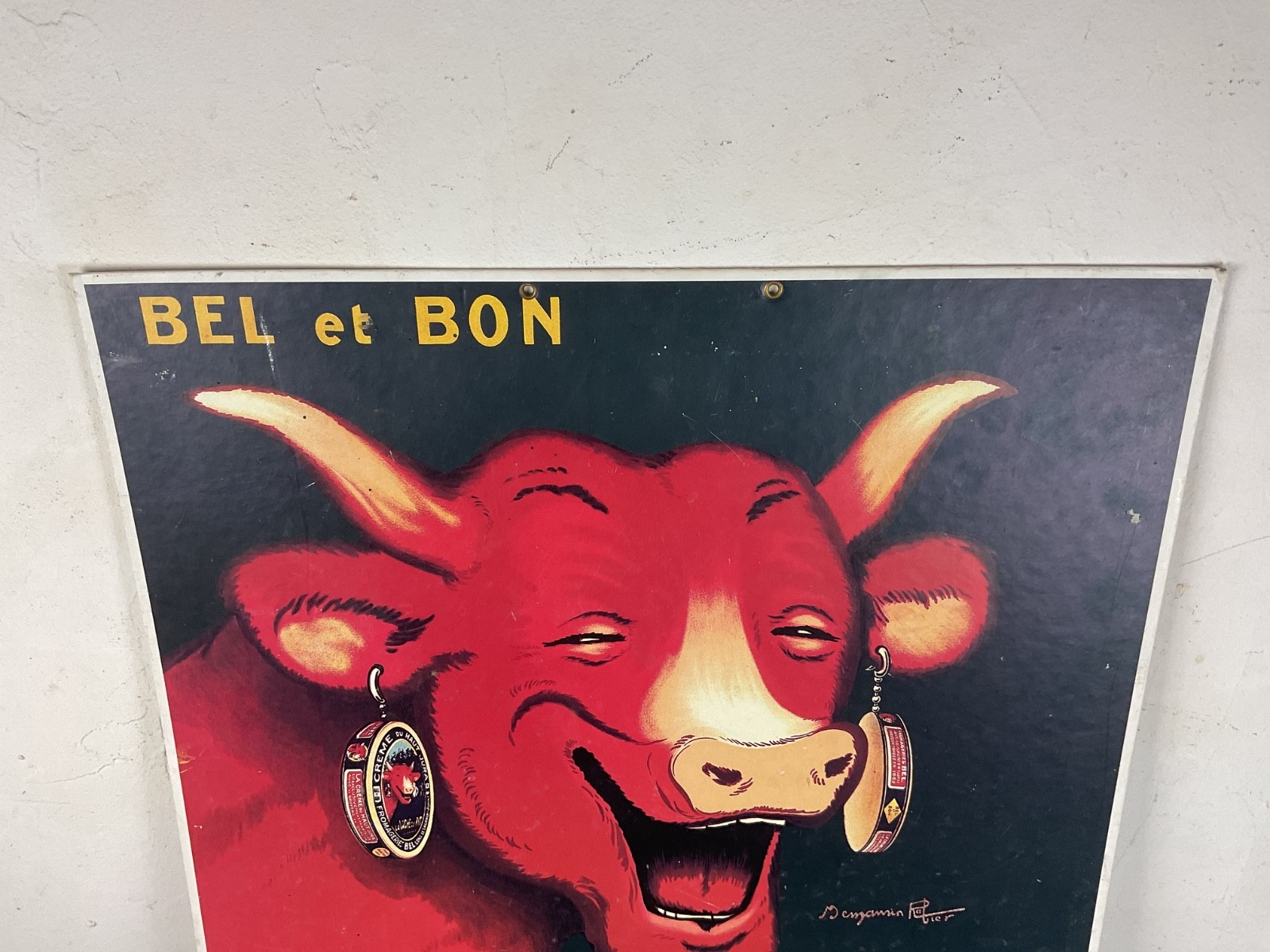 Vintage BENJAMIN RABIER “LA VACHE QUI RIT” ADVERTISING CARDBOARD.