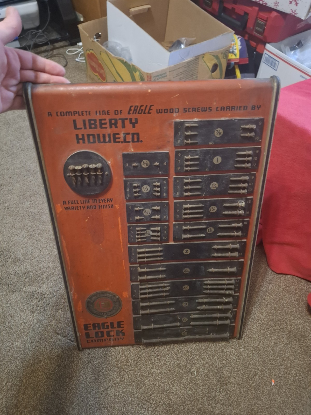 Vintage Eagle Lock Wood Screws Sign Display Advertising Salesmen Sample Rare