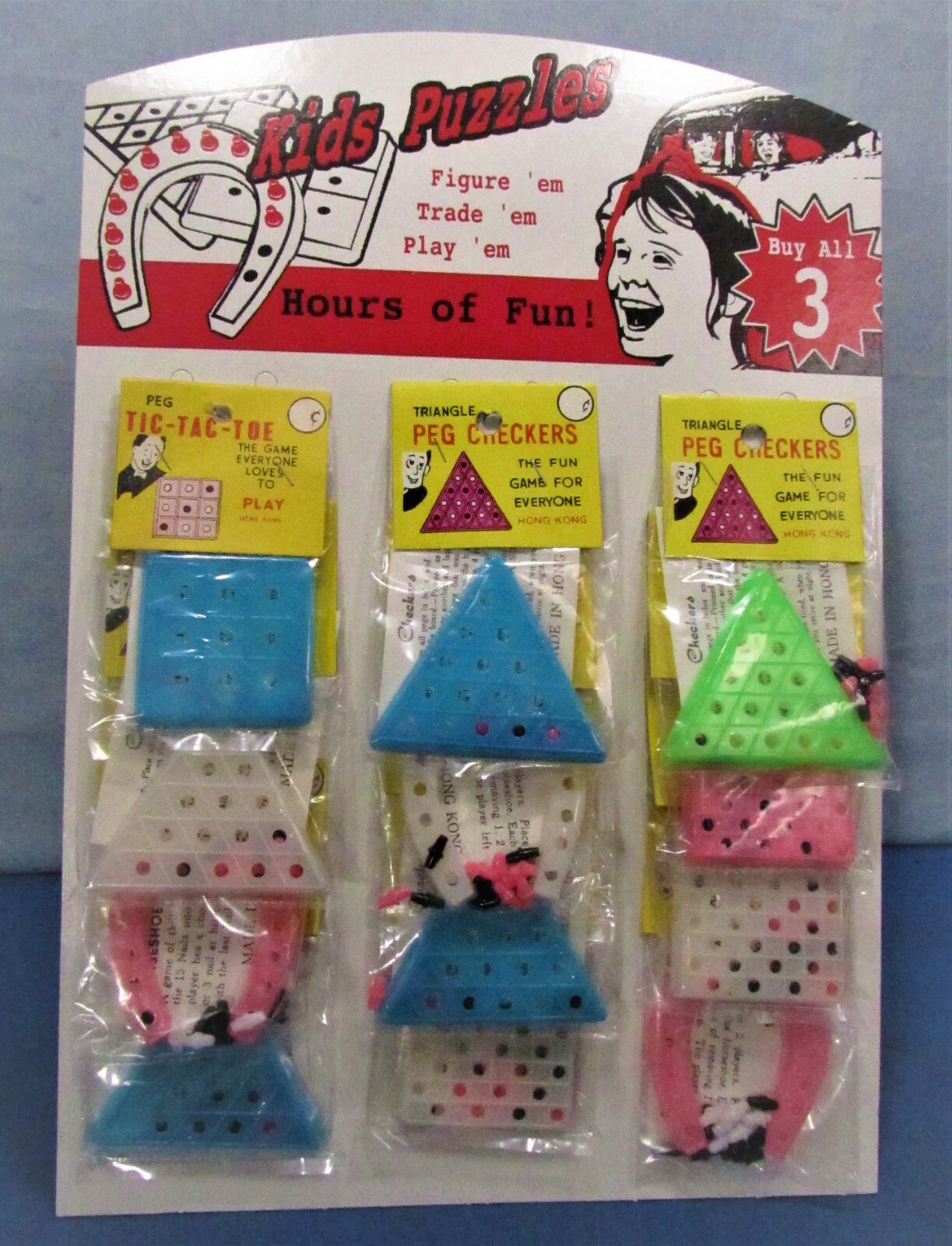 Dime Store Display Easel ~ Travel Games & Puzzles ~ 1960’s Kids Games Display