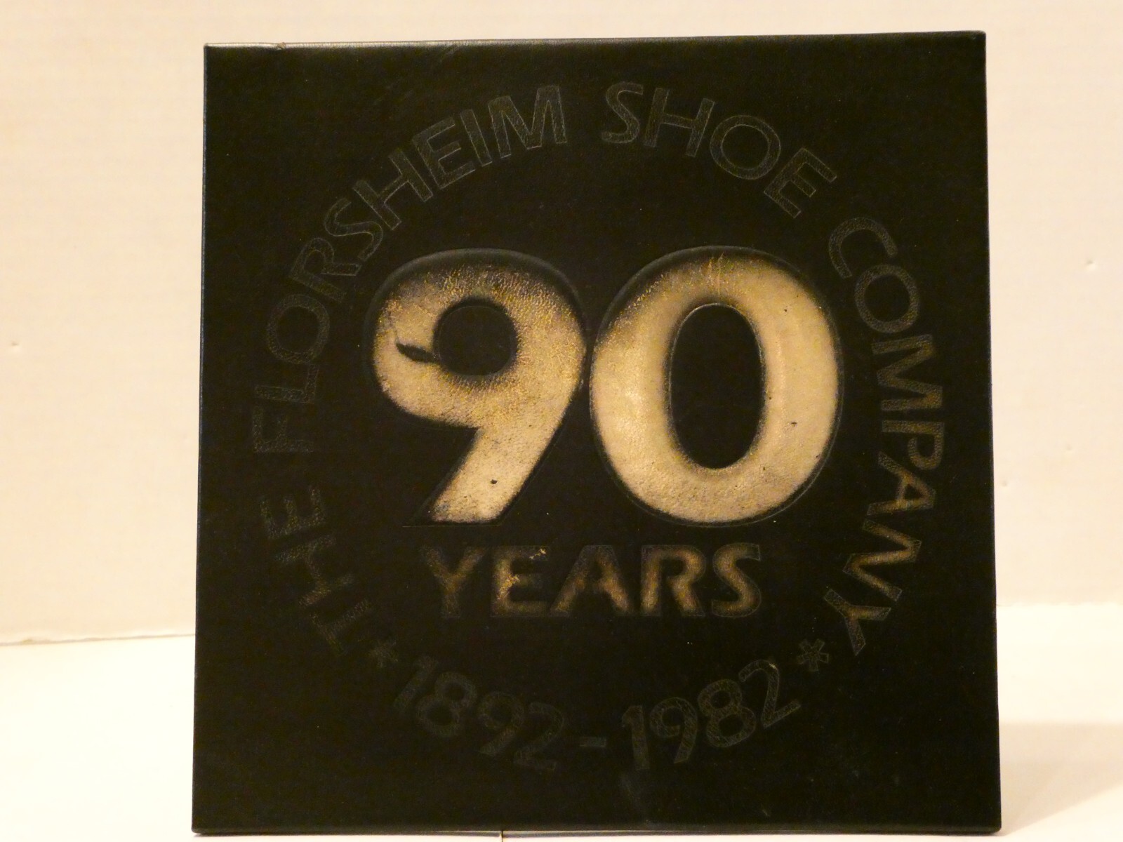 Vintage Florsheim Shoe STORE PLACARD 8″ X 8″ 90TH ANNIVERSARY 1892-1982 VGC