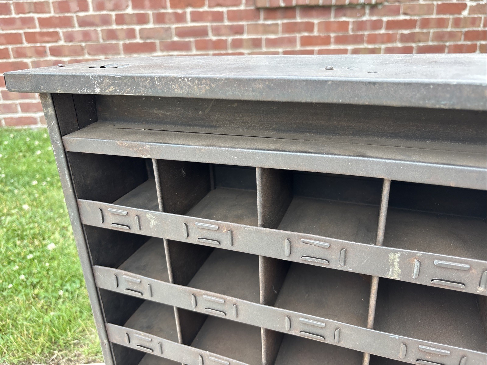 Antique Metal Parts Bin Cabinet Industrial Metzger Chicago Store Counter Display