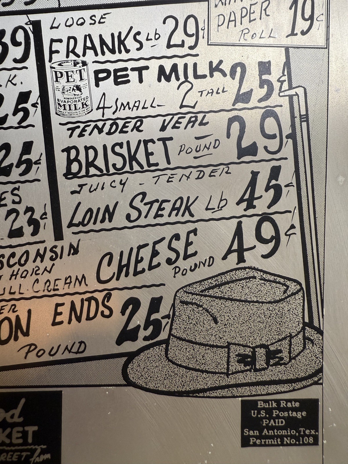 CLEARANCE Vintage 1955 Aluminum Printing Plate for Grocery Store Circulars