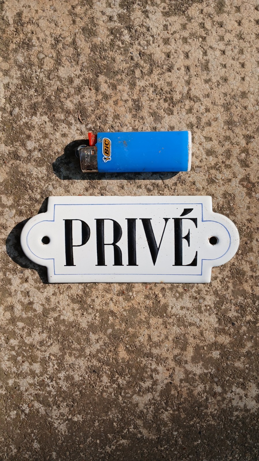 1950s Vintage France PRIVÉ Domed Enamel Sign