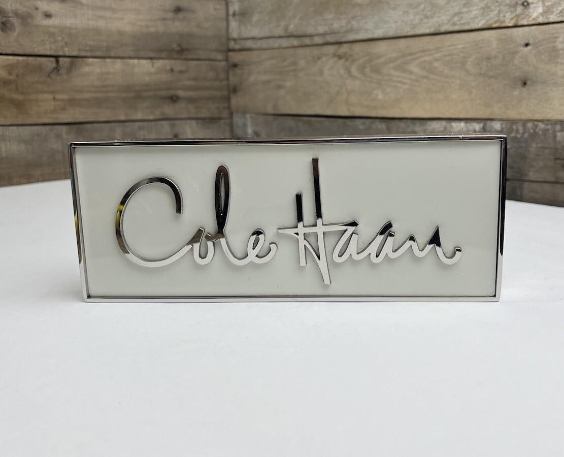 Original Cole Haan Metal & Plastic Department Store Display Sign Silver 🩶