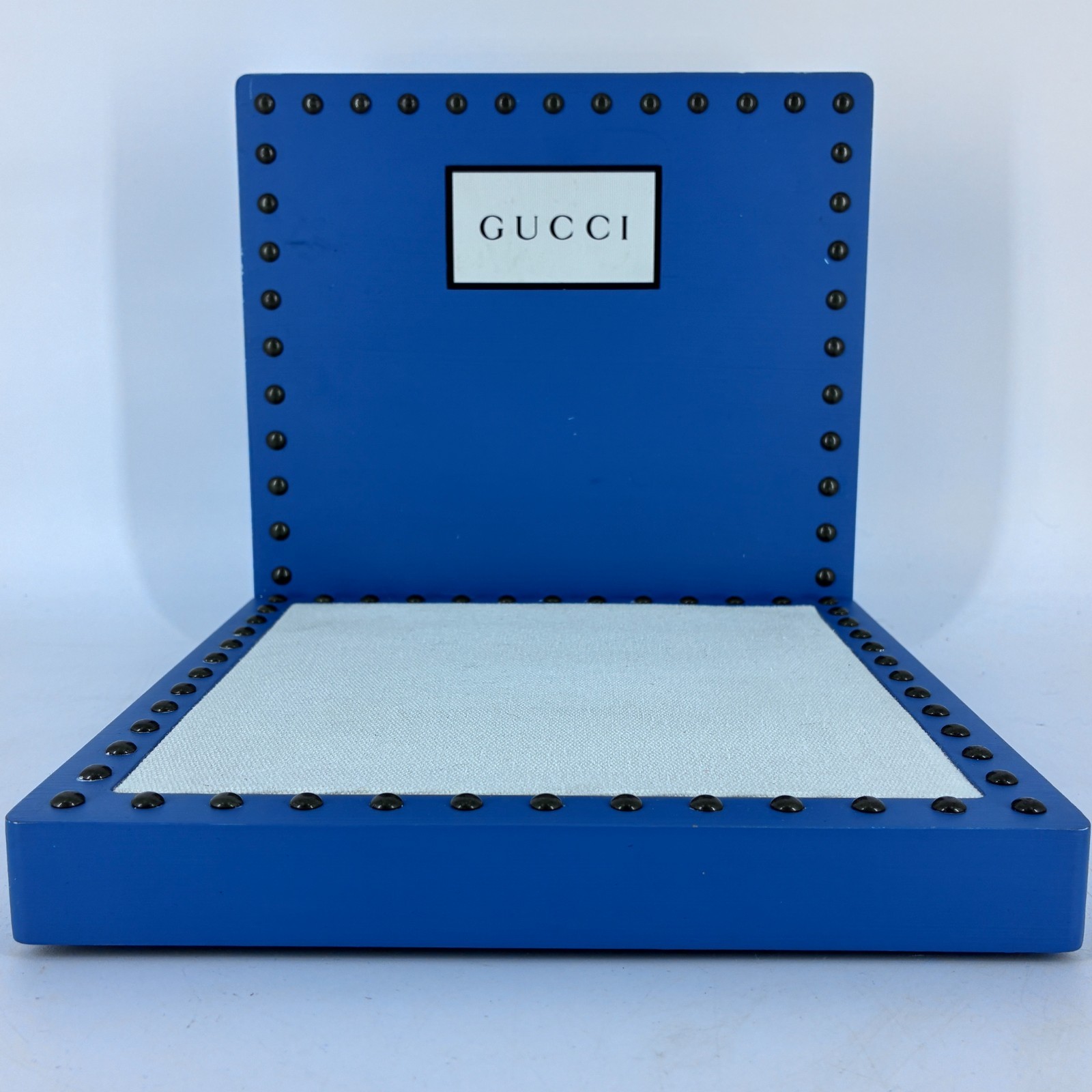 GUCCI Studded Flat Back Countertop Retail Display Blue White 8.5″W x 8″H x 9″L