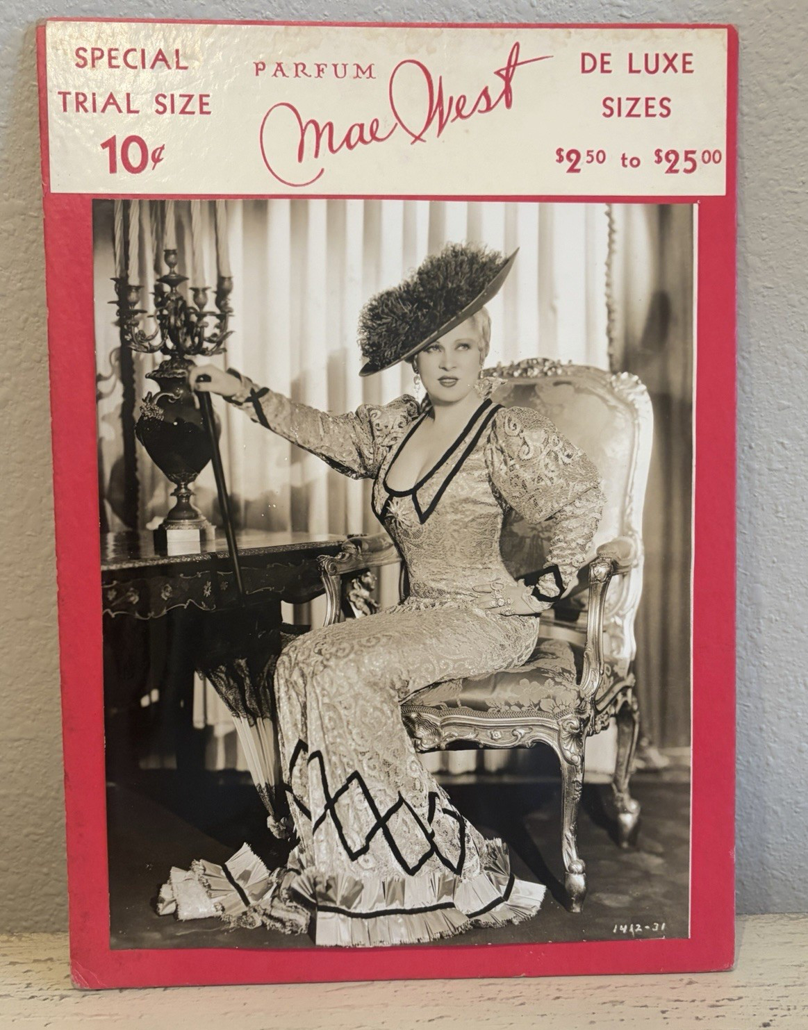 Amazing 1930’s Mae West Perfume Easel Back Store Advertising Display NOS Beauty
