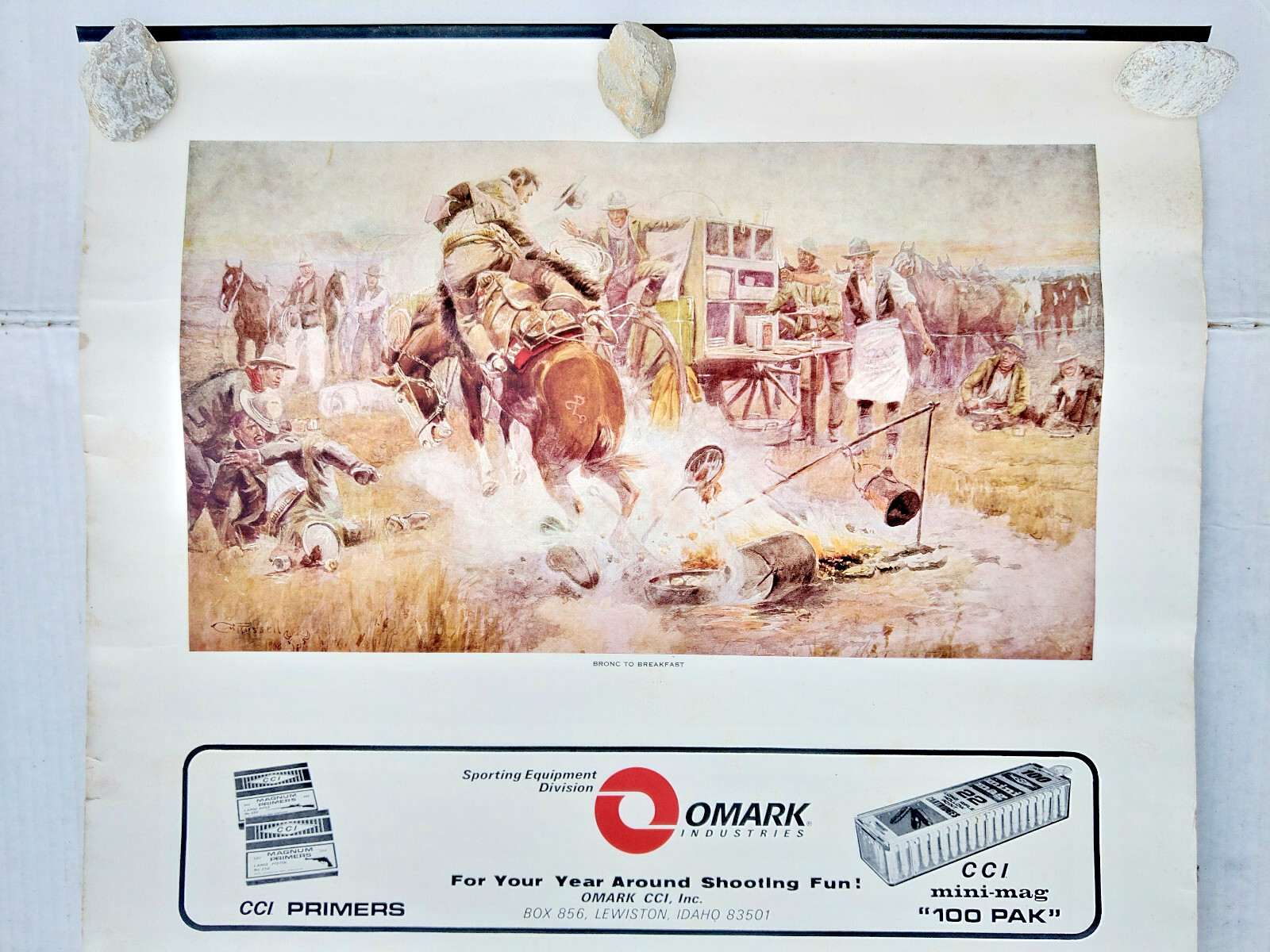 Bronc to Breakfast: 1970-1971 Gun Store Display Calendar Omark Ind. CCI Primers