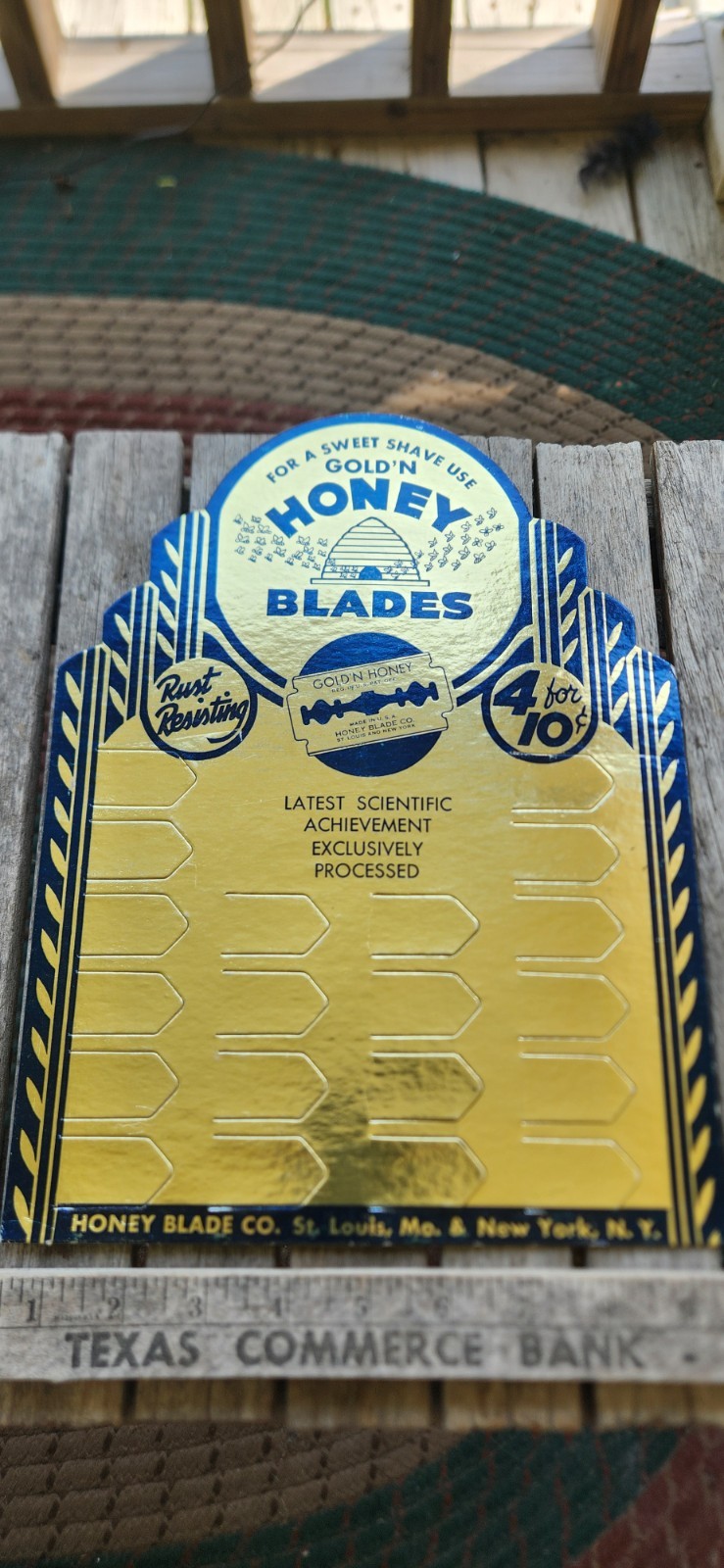Vintage Gold ‘N Honey Shaving Razor Blades Countertop Display 12 3/4″ x 9 1/2″