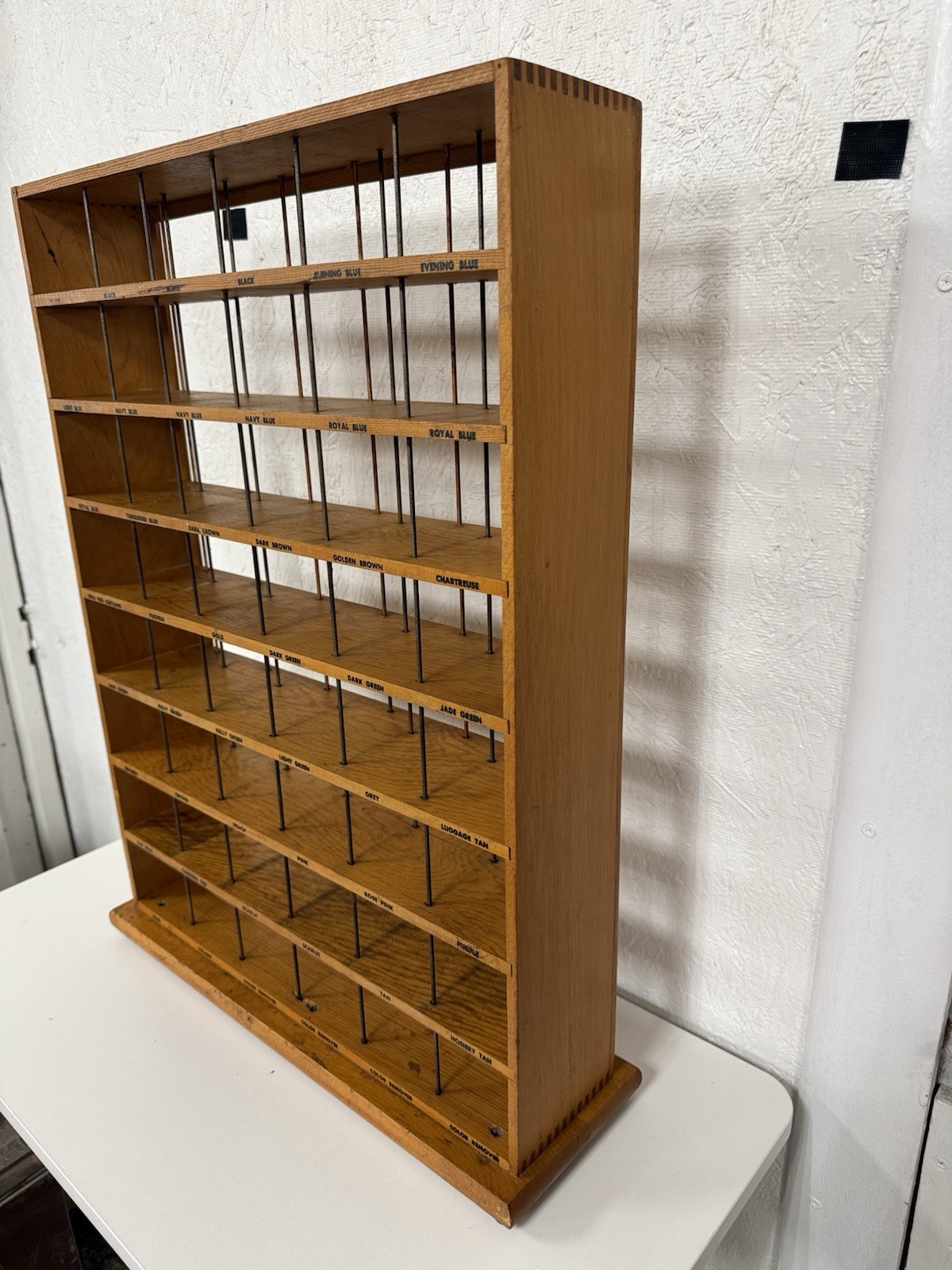 VTG RIT Fabric Dye Store Display Rack Wood Metal Countertop Cottage Core Decor