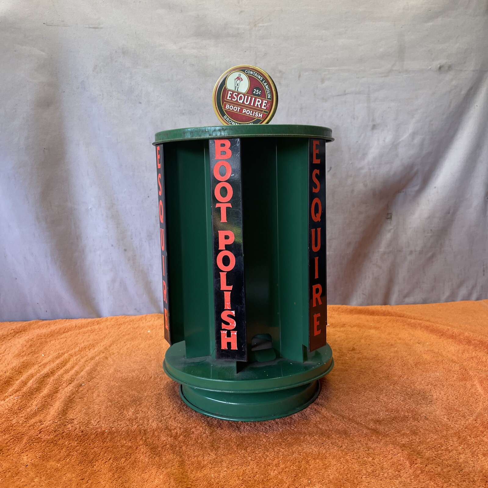 L•ESQUIRE BOOT POLISH STORE DISPLAY COUNTER TOP SPINNING RACK