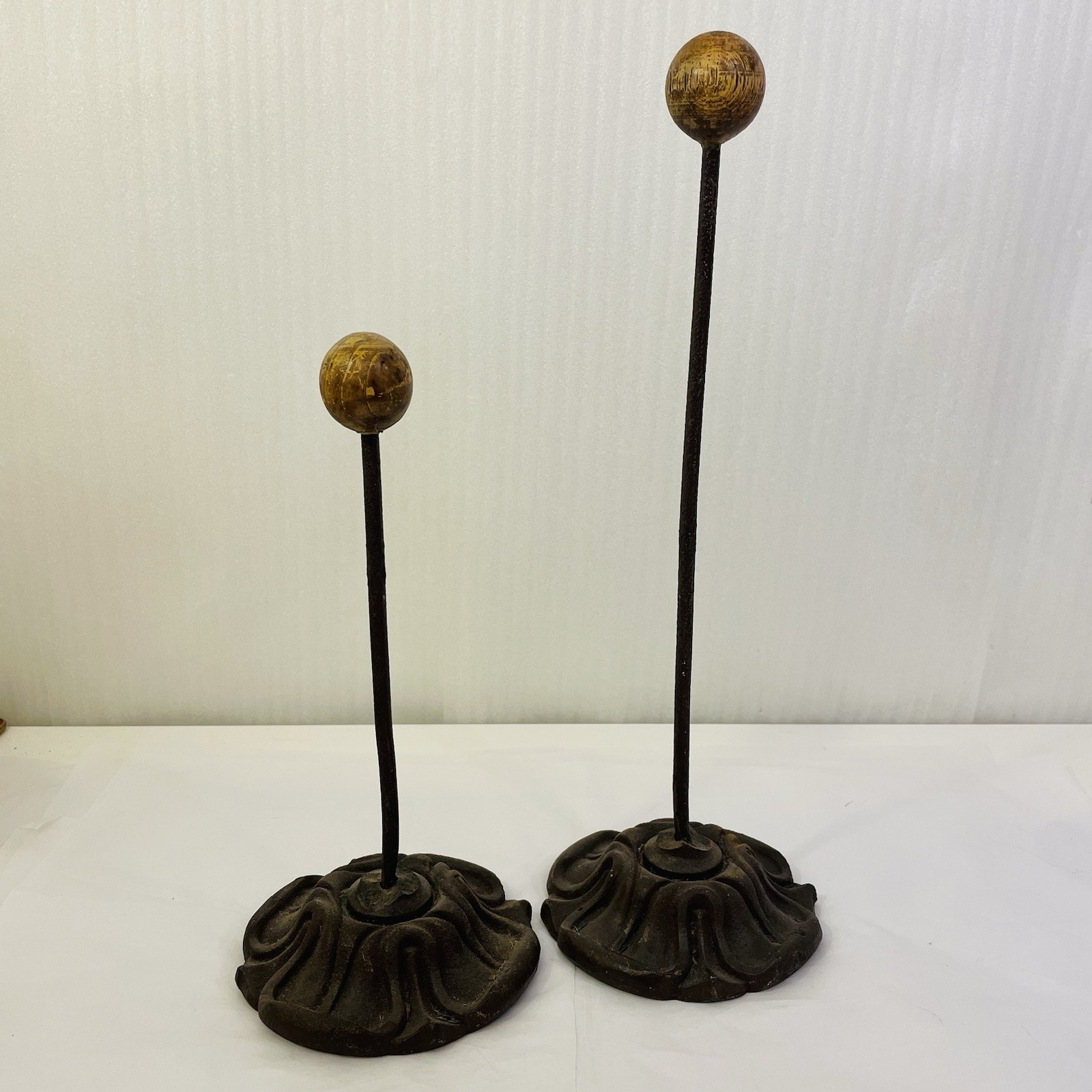 Rare Pair Antique Cast Iron Wood Hat Stands Signed H Bull & Sons London