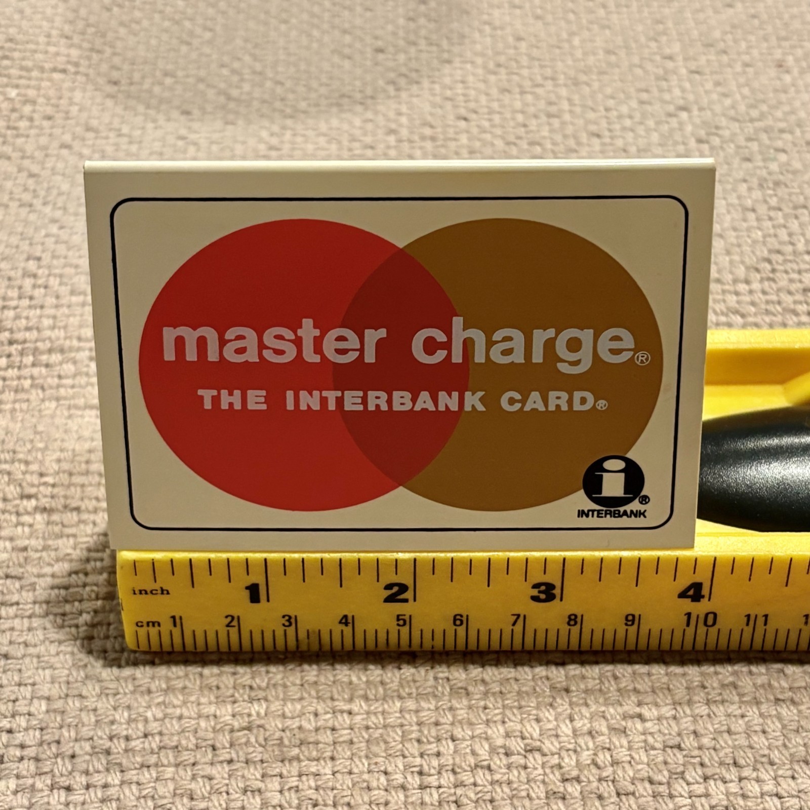 Vintage Master Charge Interbank Card Plastic Desk Table Tent Sign Double Sided