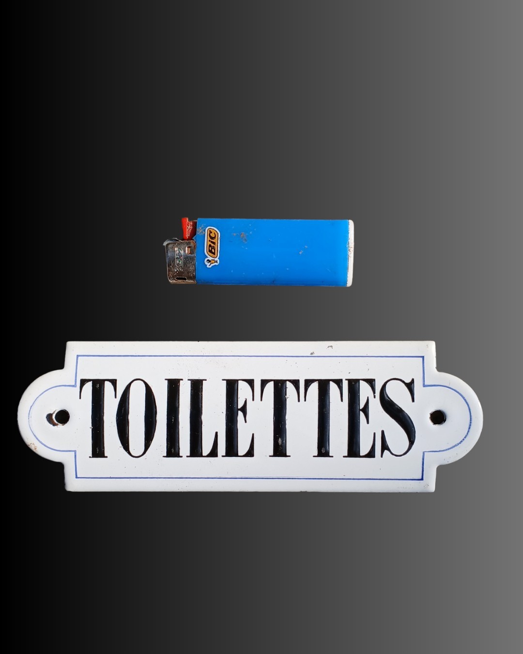 Vintage 1950s Domed Enamel Sign France TOILETTES