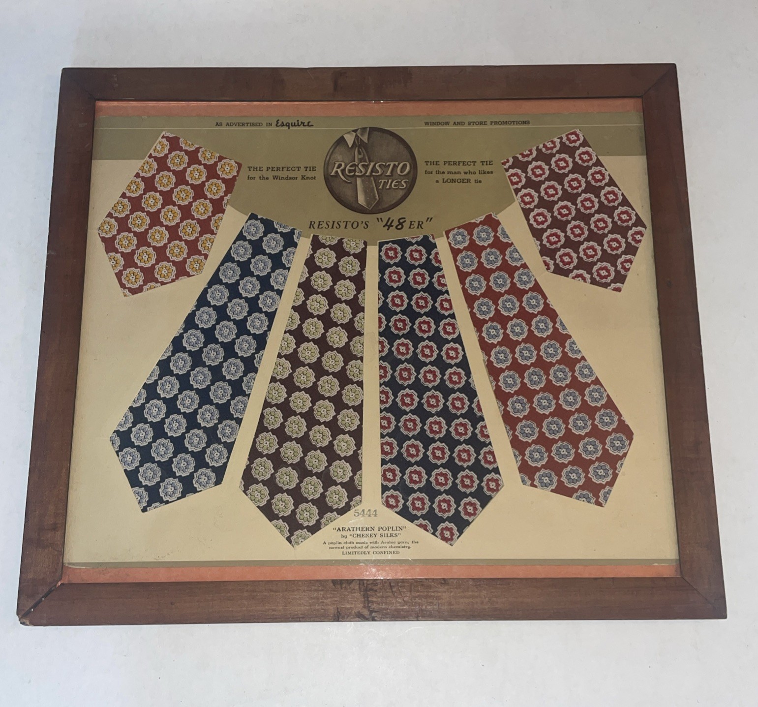 Beautiful Antique Resisting Ties Advertisement Store Display Framed Rare!