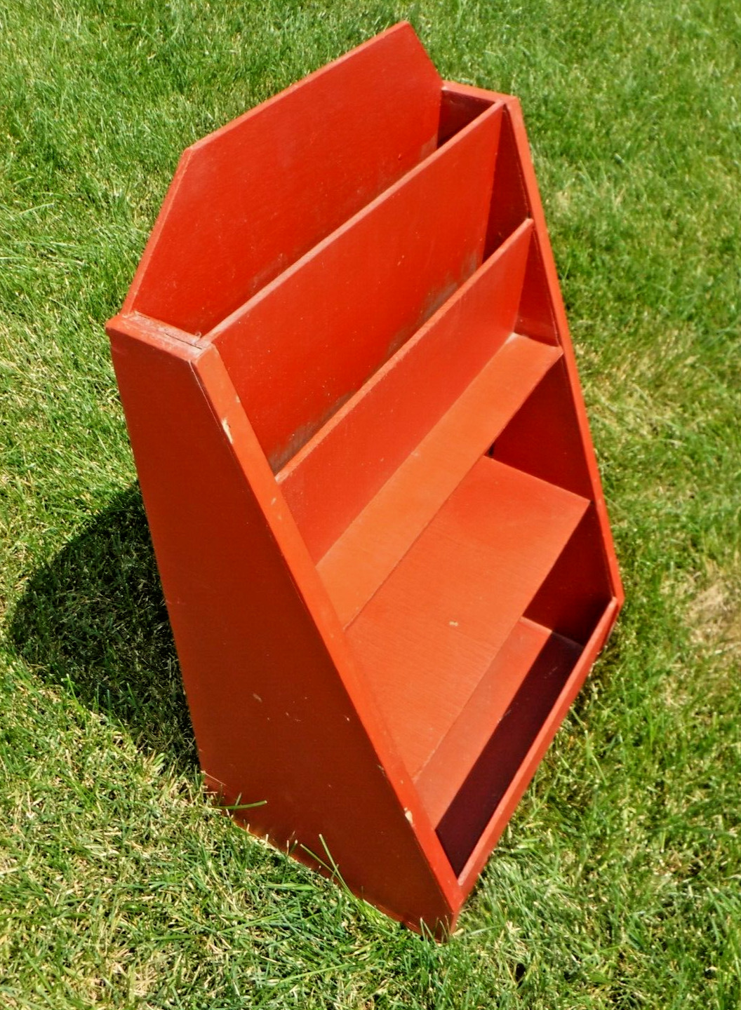 Vintage~Primitive Style~Red Painted Wood Store Display~Counter Top~Shelf~Variety