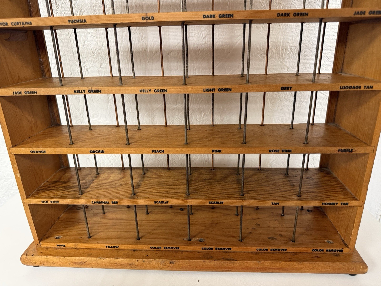VTG RIT Fabric Dye Store Display Rack Wood Metal Countertop Cottage Core Decor