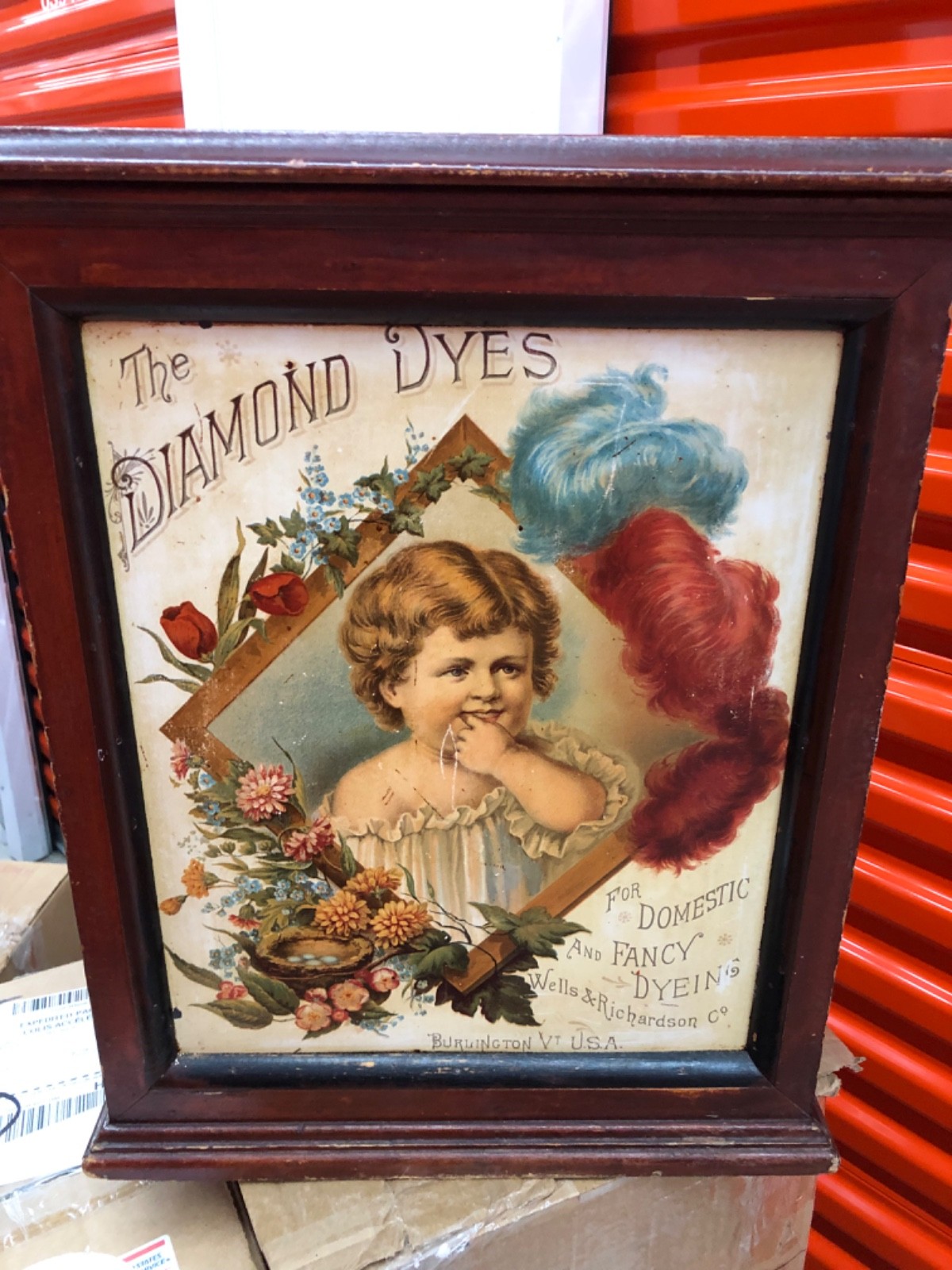 VINTAGE RARE SUPERBc.1890 TIN LITHOGRAPHED “DIAMOND DYES” BABY STORE CABINET