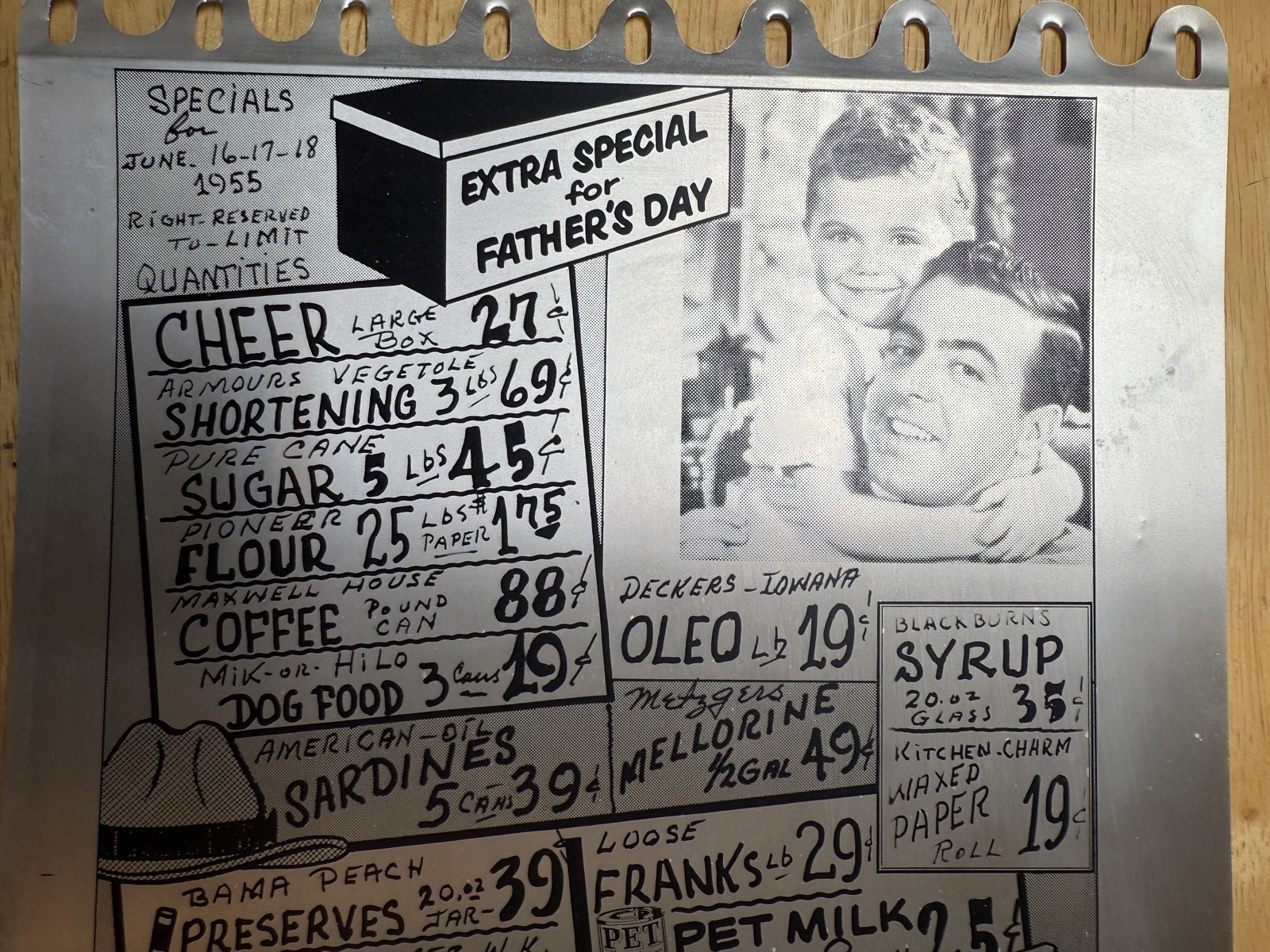 CLEARANCE Vintage 1955 Aluminum Printing Plate for Grocery Store Circulars