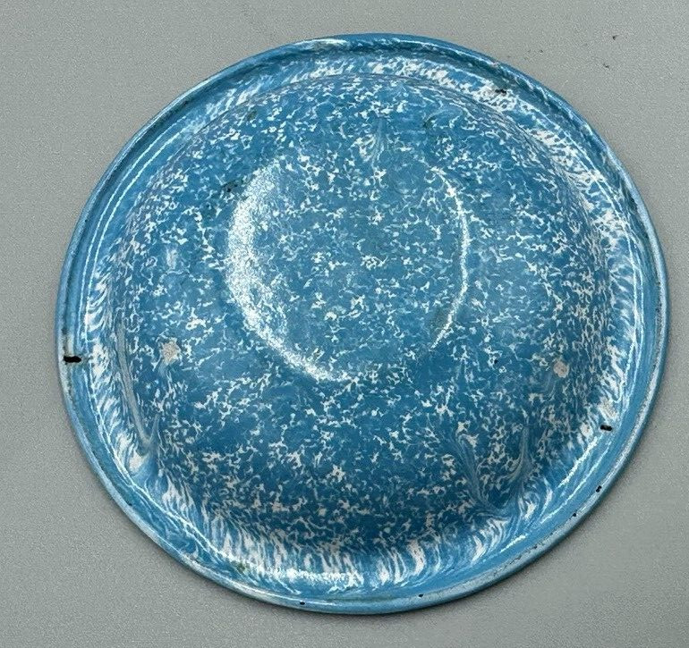 Antique SALESMAN SAMPLE Lava Volcanic ENAMEL WARE Graniteware Advertising Bowl