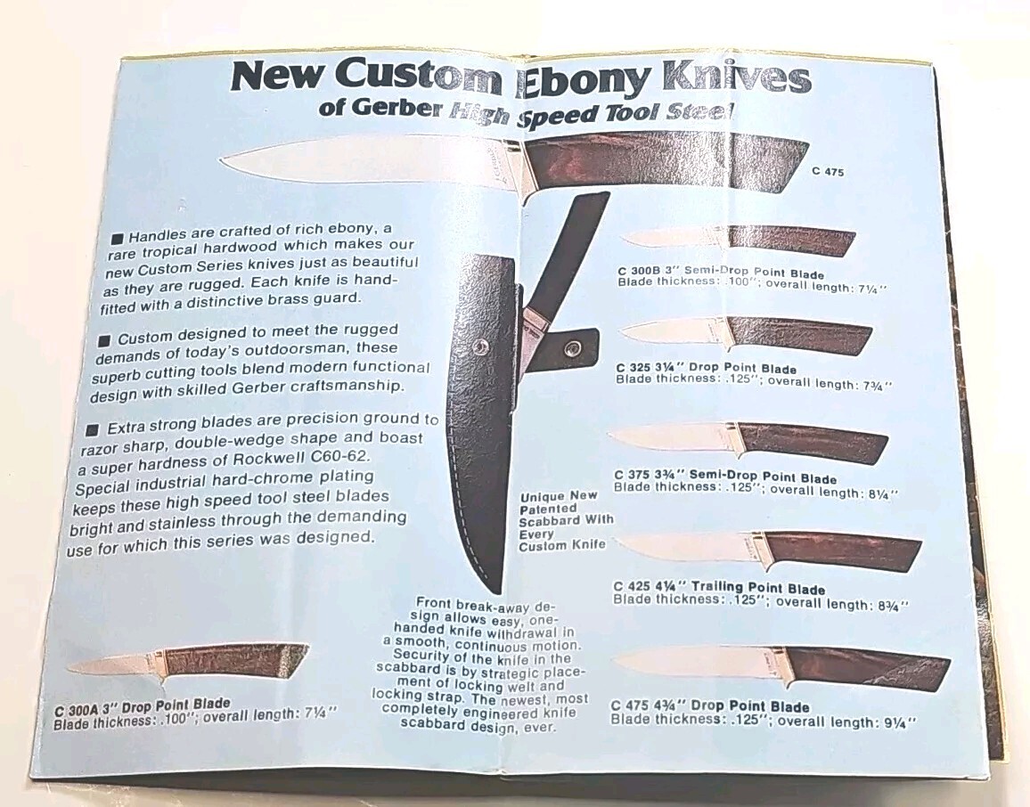 Vintage 1970’s Gerber Sportsmen’s Knives Knife Store Salesman’s Pamphlet
