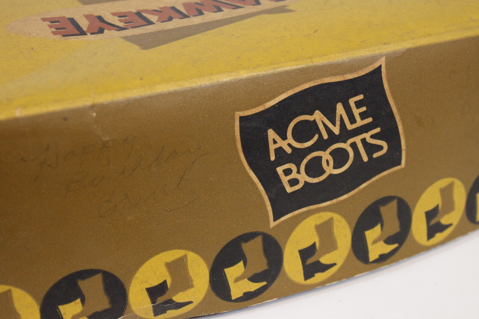 Vtg Acme Boots Hawkeye Box Graphics Advertising 11×11 Empty Prop Retro MCM