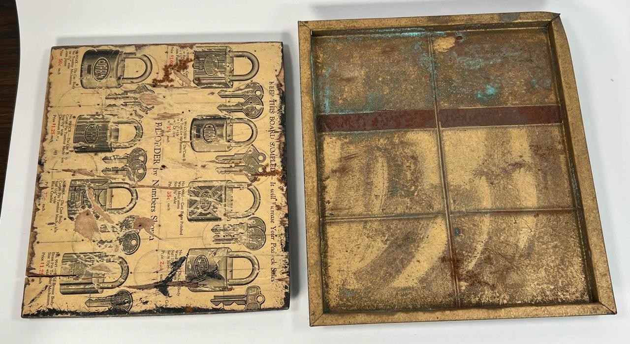 Antique Moe Bros AMITY Key Wallet Advertisement Store Display Cast Iron Frame