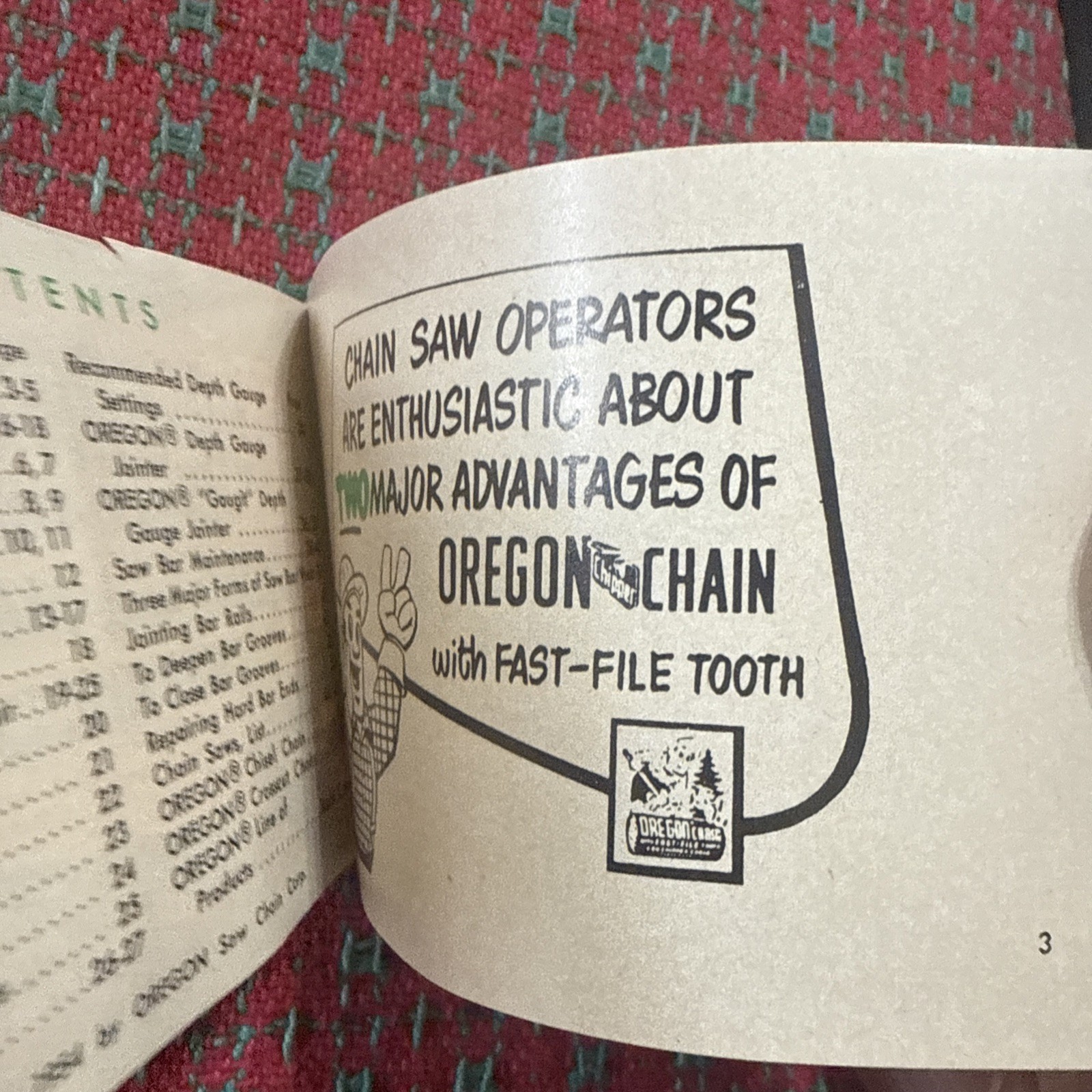 VINTAGE OREGON CHAINSAW Book Filing Maintenance Advertising RARE USA 🇺🇸 Early