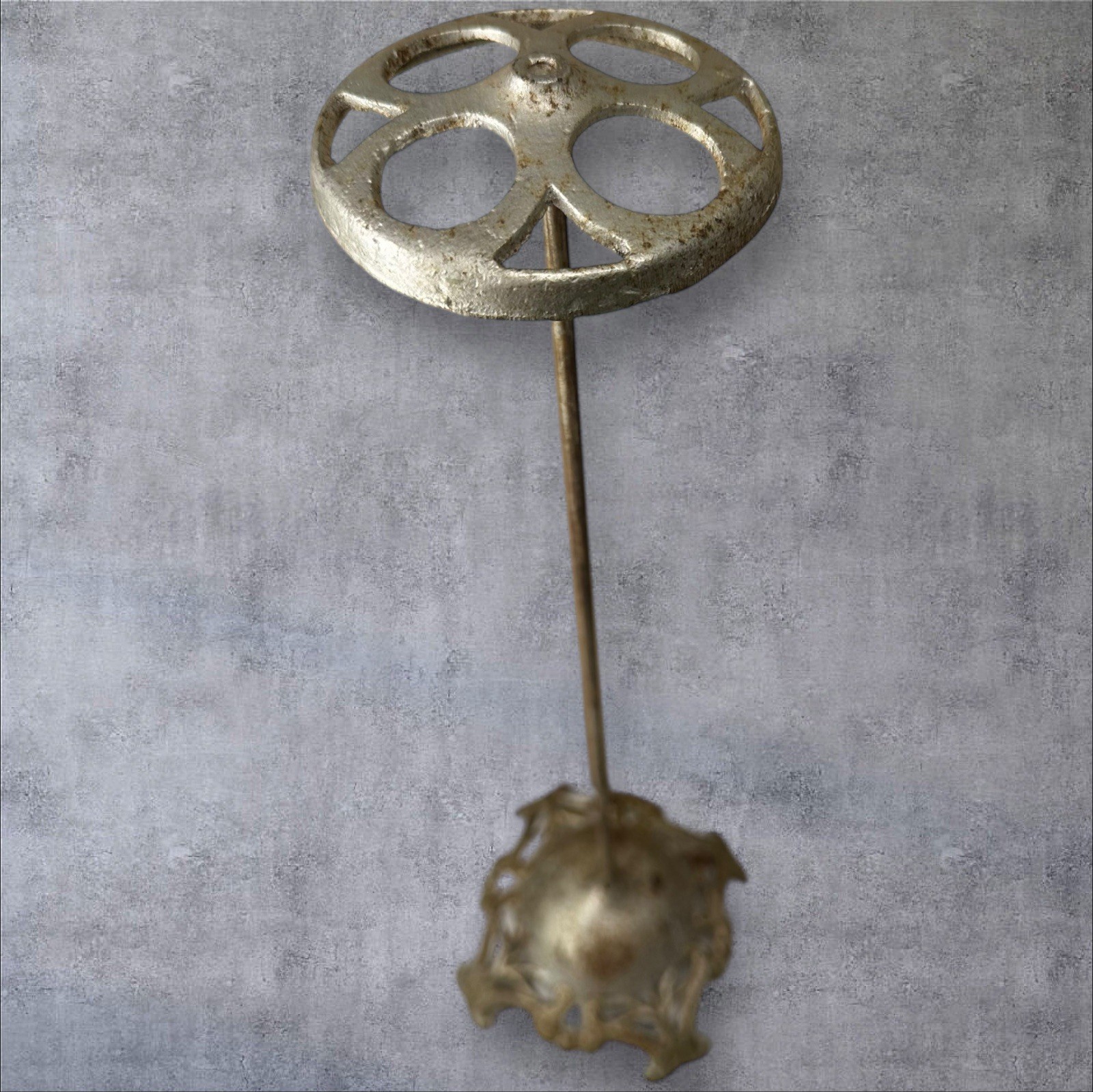 Vtg Cast Iron Hat Stand Millinery Display Ornate Base Industrial Spool Holder