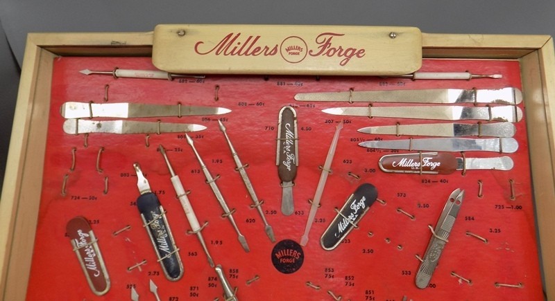 Vintage Millers Forge Store Counter Display 2 Drawer w/ Implements Pharmacy
