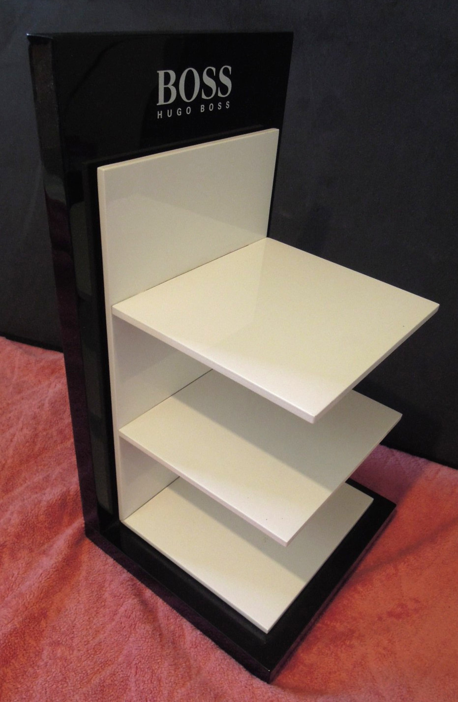 Official Hugo Boss 3 Shelf Countertop Store Display Solid Black Base Ships Free
