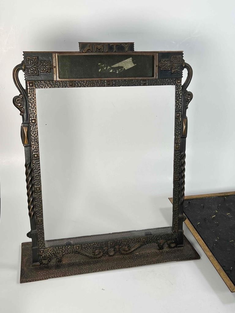 Antique Moe Bros AMITY Key Wallet Advertisement Store Display Cast Iron Frame