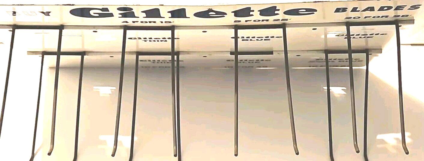 Vtg Collectible Razor Blades 2-Sided Metal Store Sign Display Rack Advertising