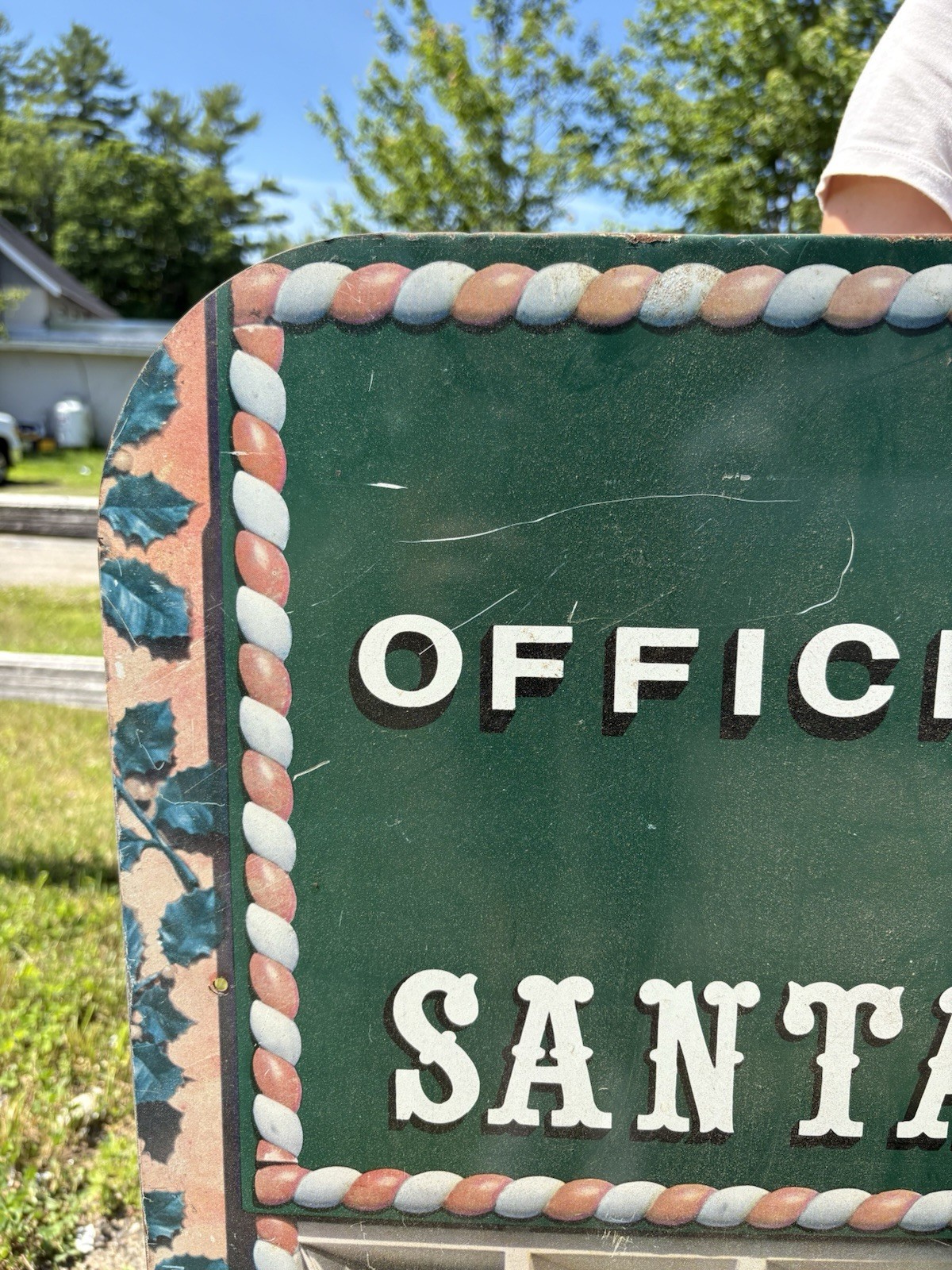 🔥Lg Vintage Tin Metal Santa Claus Santa’s Post Office ESSO Holiday Display Sign