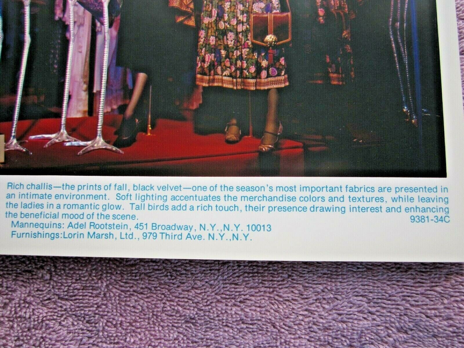1981 EMANUEL UNGARO, NY STORE WINDOW DISPLAY TALL BIRDS PHOTOGRAPH PRINT #352