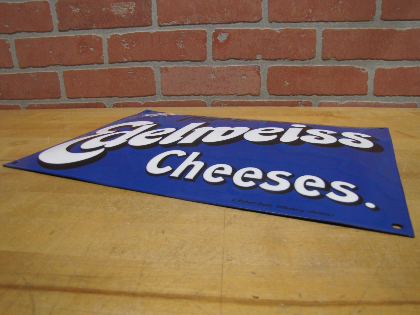 EDELWEISS CHEESES Old Porcelain Store Display Ad Sign C R Dold Offenburg Germany