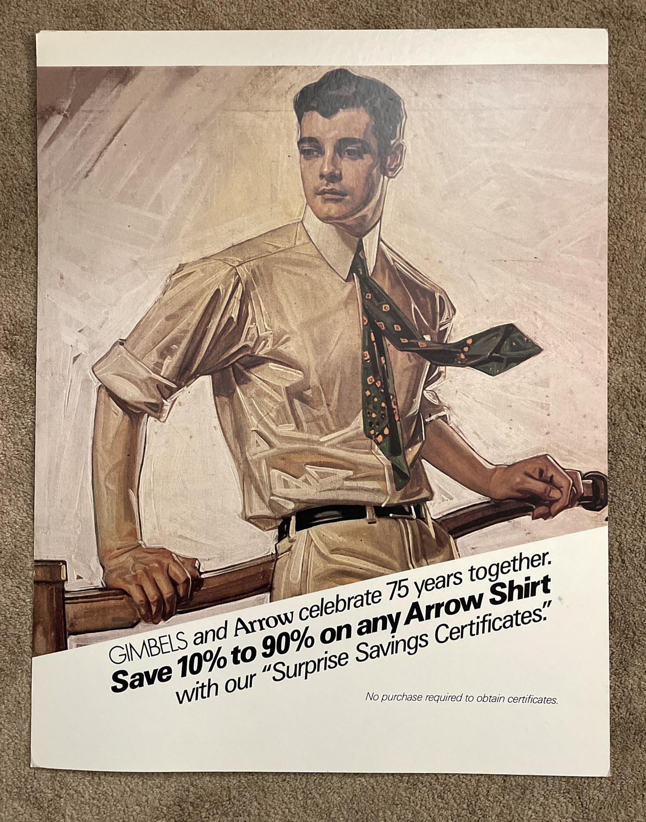 RARE GIMBELS & Arrow Shirts J.C. Leyendecker Imagist Advertisement Store Sign