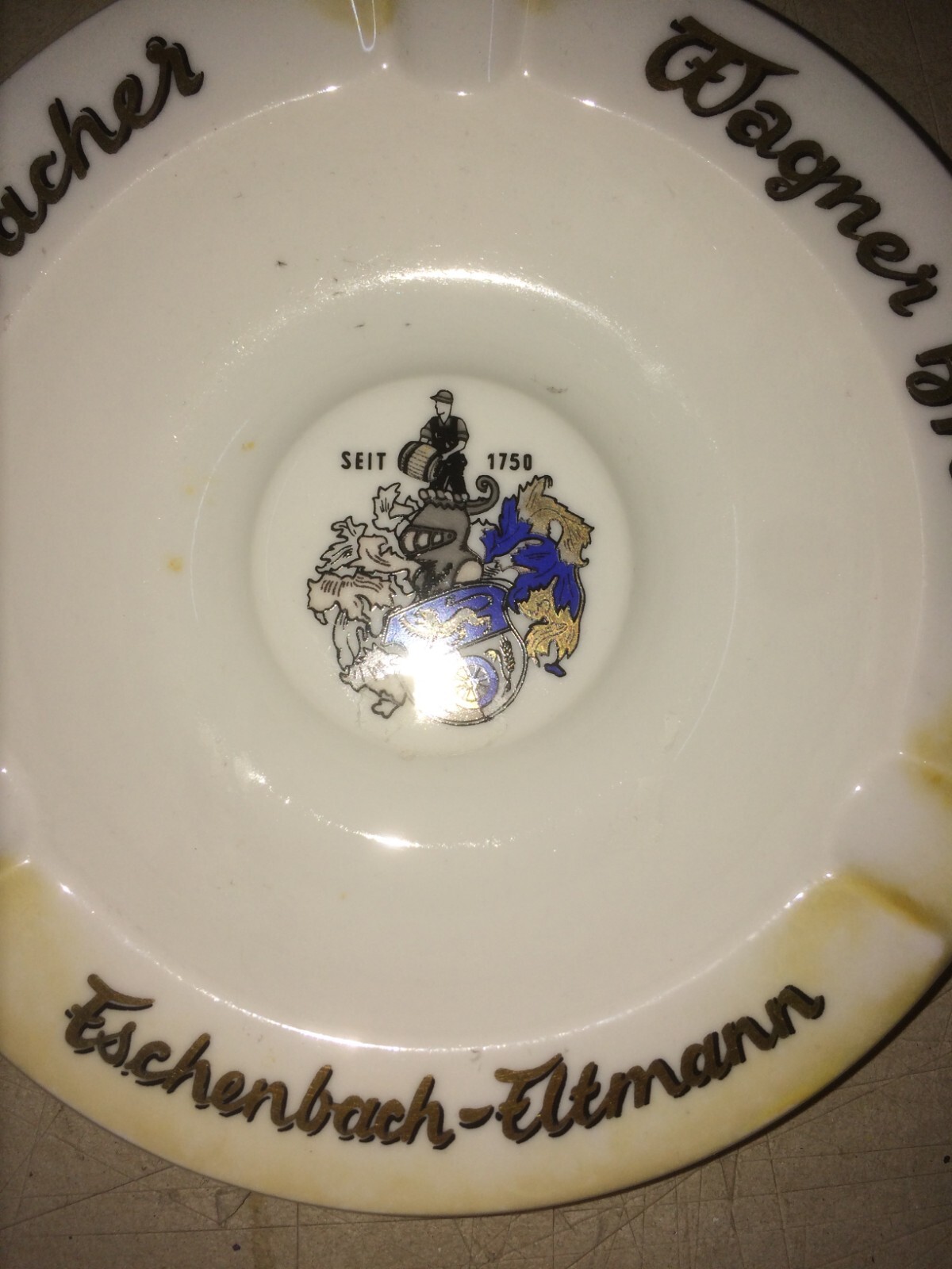 ADVERTISING ASHTRAY-ESCHENBACH ELTMANN-WAGNER BREW-BEER-HERALDRY-‘900