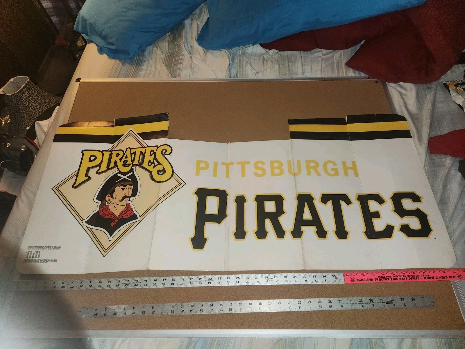 Vintage 1987 PITTSBURGH PIRATES Cardboard STORE DISPLAY 48″ x 21″ inches Used