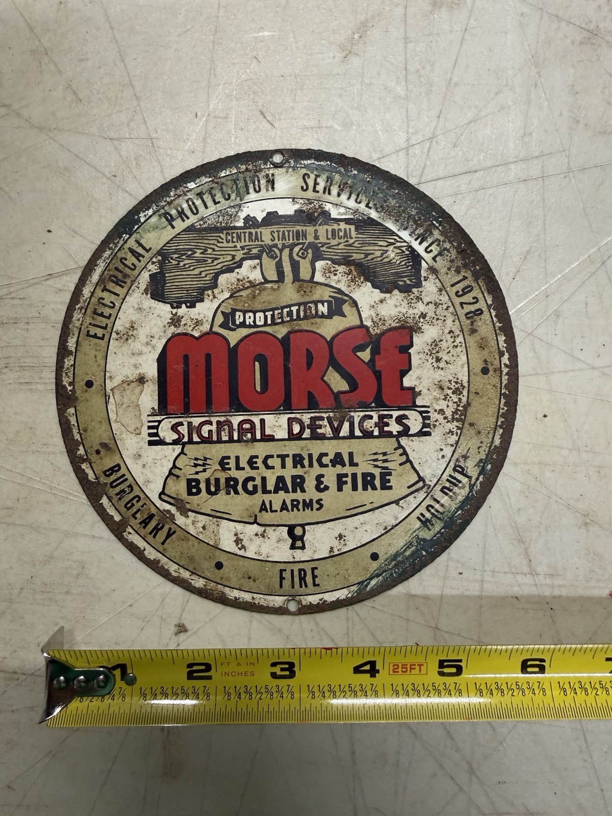 Vintage Morse Signal Devices Electrical Burglar And Fire Alarms Round Sign
