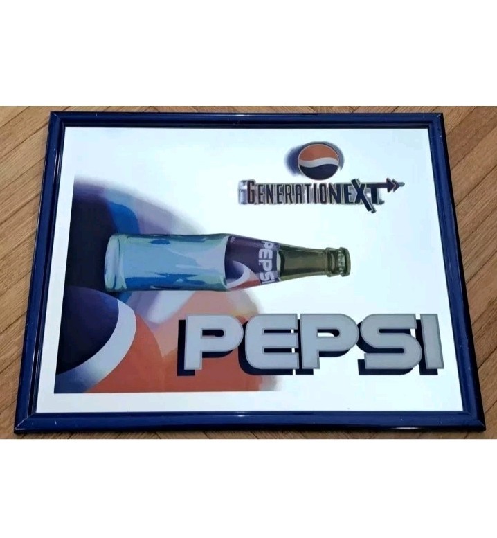 VINTAGE PEPSI GENERATIONEXT-BAR PUB-90′ ADVERTISING MIRROR SIGN FRAME