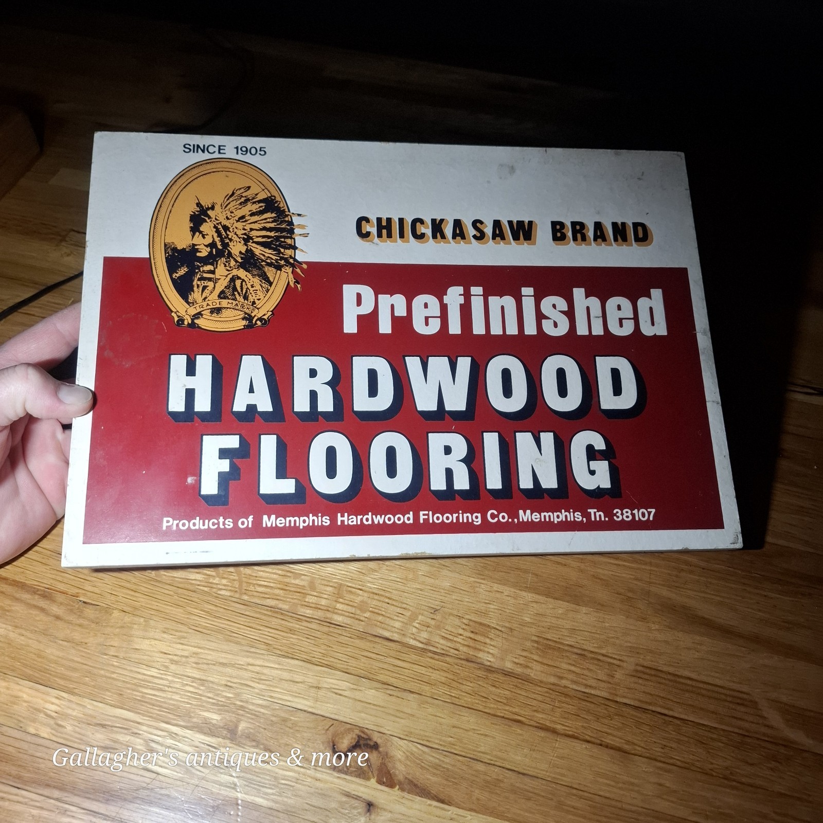 Rare vintage Chickasaw Hardwood Flooring Sign Memphis Tennessee Store display