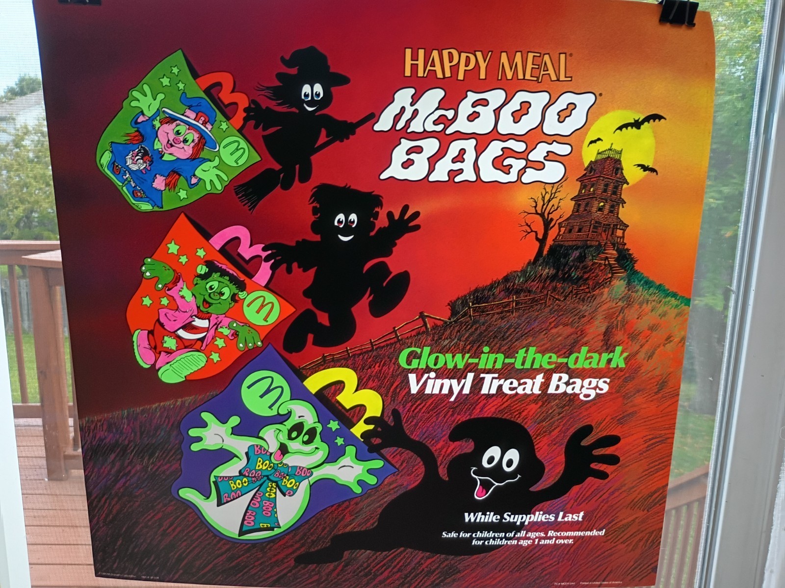Halloween McBoo Bags 1991 Happy Meal translite store Display sign McDonalds