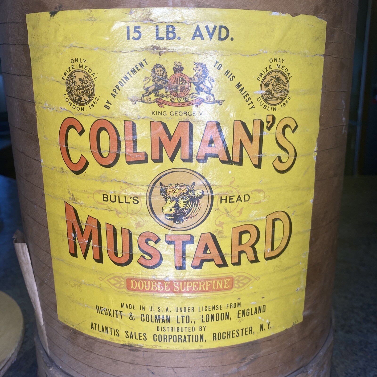 Vintage Huge #15 Colman’s Mustard Wood Shipping Cask Keg Amazing