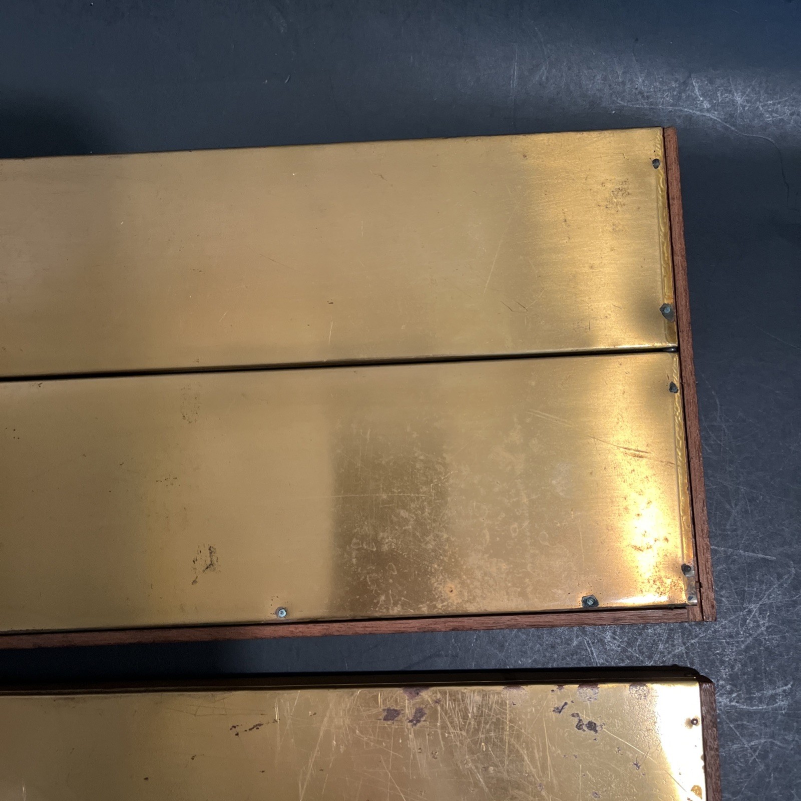 Vintage Sheafer’s Display Trays lot of 2 Wood Metal, as is, rough shape