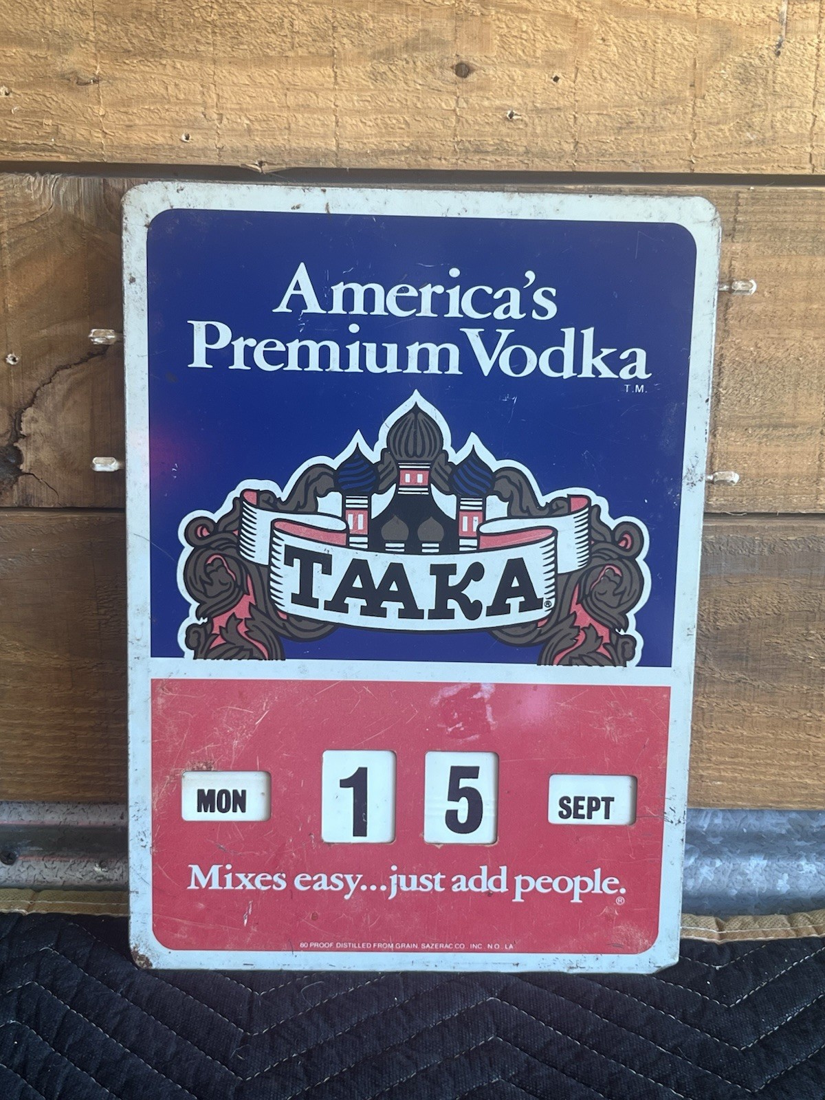 Vintage Vodka Advertising Store Display Metal Calendar Sign Taaka