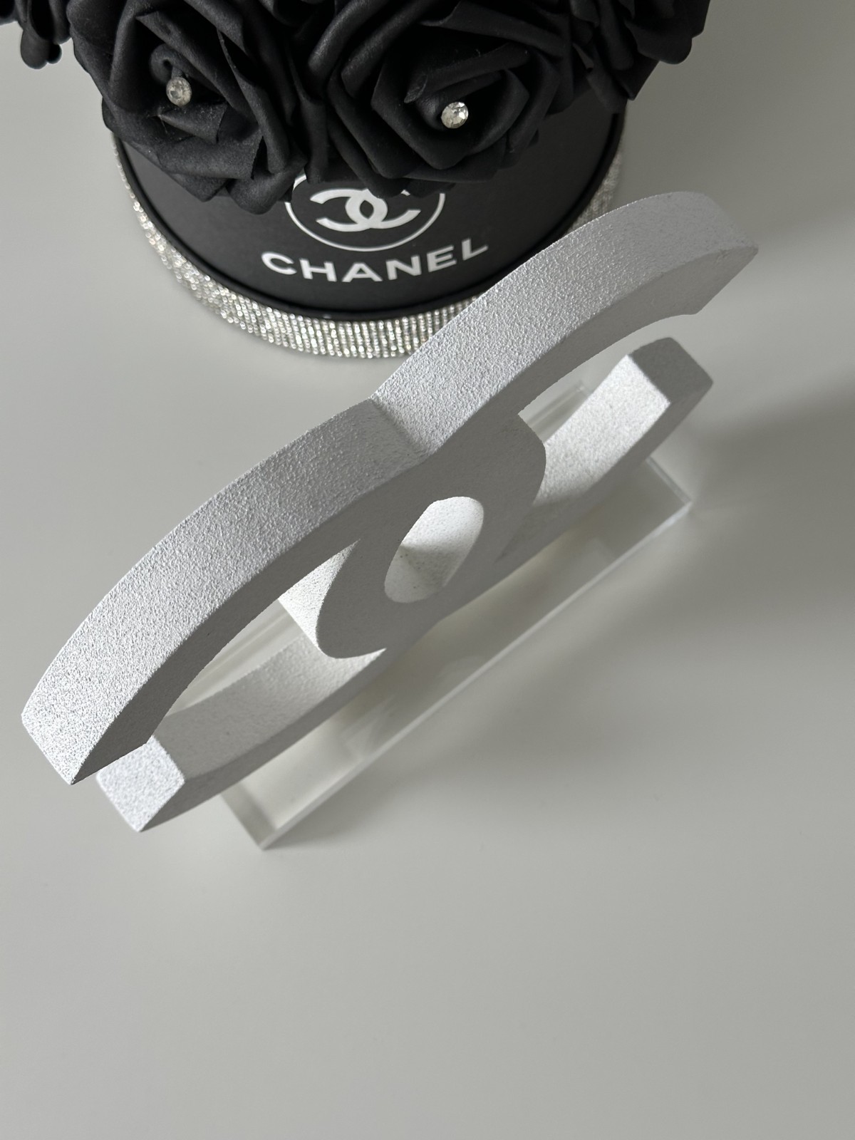 Chanel Logo White Store Display CoCo Mark Logo New Wooden